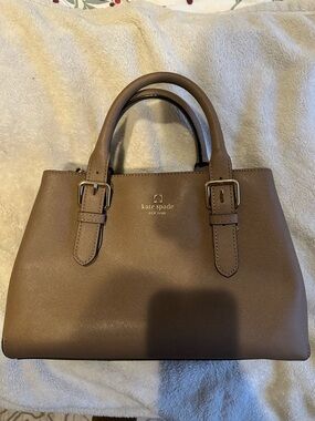 kate spade brown saffiano satchel with gold hardware